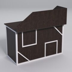 Стол рабочий офисный С-02А с экраном СТРОНГ в стиле ЛОФТ декор №4, Дуб Венге + металлический каркас Белый