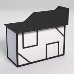 Стол рабочий офисный С-02А с экраном СТРОНГ в стиле ЛОФТ декор №4, Черный и Белый