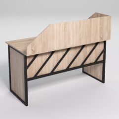 Стол рабочий офисный С-03 с экраном СТРОНГ в стиле ЛОФТ декор №2, Дуб Сонома