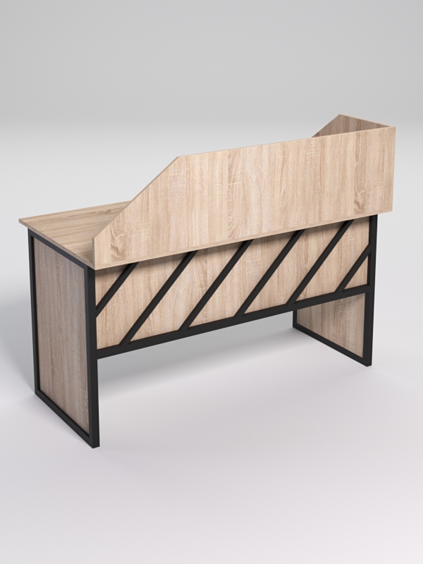 Стол рабочий офисный С-03 с экраном СТРОНГ в стиле ЛОФТ декор №2, Дуб Сонома