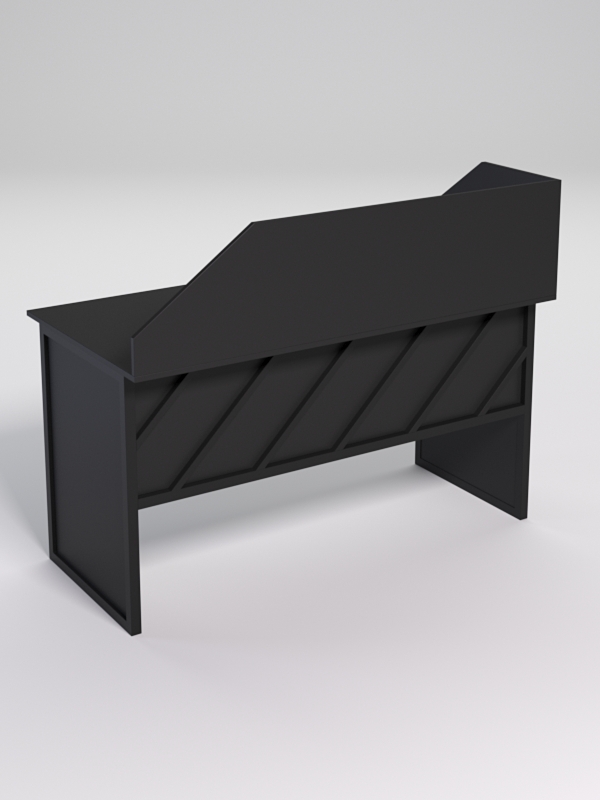 Стол рабочий офисный С-03 с экраном СТРОНГ в стиле ЛОФТ декор №2, Черный