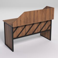 Стол рабочий офисный С-03 с экраном СТРОНГ в стиле ЛОФТ декор №2, Орех