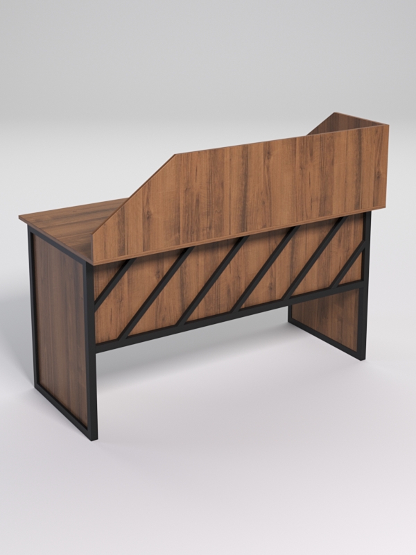 Стол рабочий офисный С-03 с экраном СТРОНГ в стиле ЛОФТ декор №2, Орех