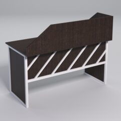 Стол рабочий офисный С-03 с экраном СТРОНГ в стиле ЛОФТ декор №2, Дуб Венге + металлический каркас Белый