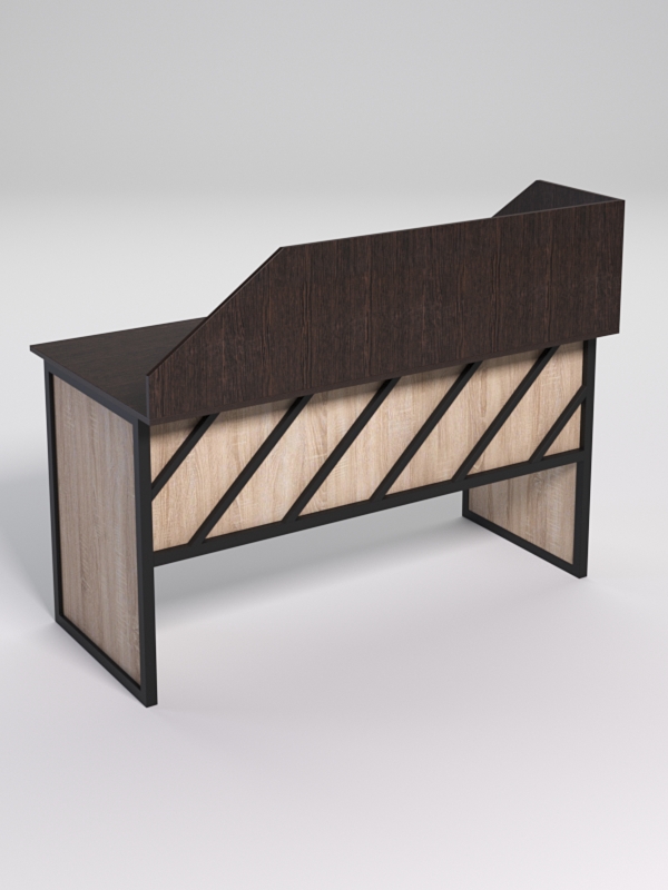 Стол рабочий офисный С-03 с экраном СТРОНГ в стиле ЛОФТ декор №2, Дуб Венге и Дуб Сонома