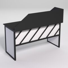 Стол рабочий офисный С-03 с экраном СТРОНГ в стиле ЛОФТ декор №2, Черный и Белый