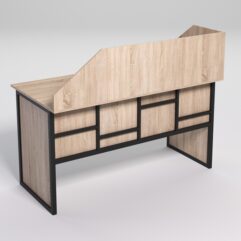 Стол рабочий офисный С-03 с экраном СТРОНГ в стиле ЛОФТ декор №3, Дуб Сонома