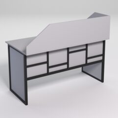 Стол рабочий офисный С-03 с экраном СТРОНГ в стиле ЛОФТ декор №3, Серый