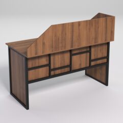 Стол рабочий офисный С-03 с экраном СТРОНГ в стиле ЛОФТ декор №3, Орех