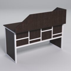 Стол рабочий офисный С-03 с экраном СТРОНГ в стиле ЛОФТ декор №3, Дуб Венге + металлический каркас Белый