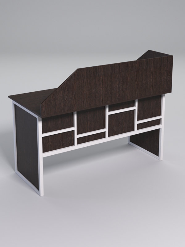 Стол рабочий офисный С-03 с экраном СТРОНГ в стиле ЛОФТ декор №3, Дуб Венге + металлический каркас Белый