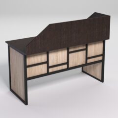 Стол рабочий офисный С-03 с экраном СТРОНГ в стиле ЛОФТ декор №3, Дуб Венге и Дуб Сонома