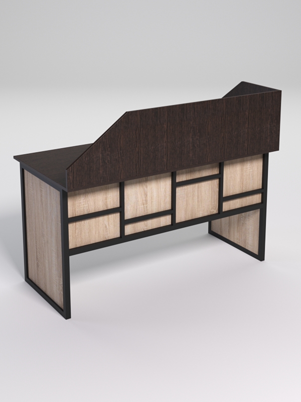 Стол рабочий офисный С-03 с экраном СТРОНГ в стиле ЛОФТ декор №3, Дуб Венге и Дуб Сонома