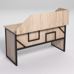 Стол рабочий офисный С-03 с экраном СТРОНГ в стиле ЛОФТ декор №4, Дуб Сонома