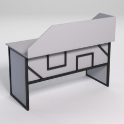 Стол рабочий офисный С-03 с экраном СТРОНГ в стиле ЛОФТ декор №4, Серый