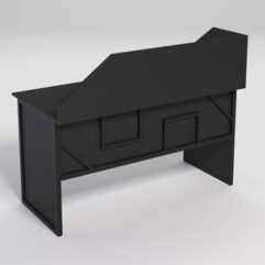 Стол рабочий офисный С-03 с экраном СТРОНГ в стиле ЛОФТ декор №4, Черный