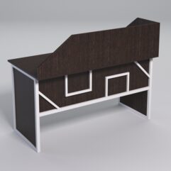 Стол рабочий офисный С-03 с экраном СТРОНГ в стиле ЛОФТ декор №4, Дуб Венге + металлический каркас Белый