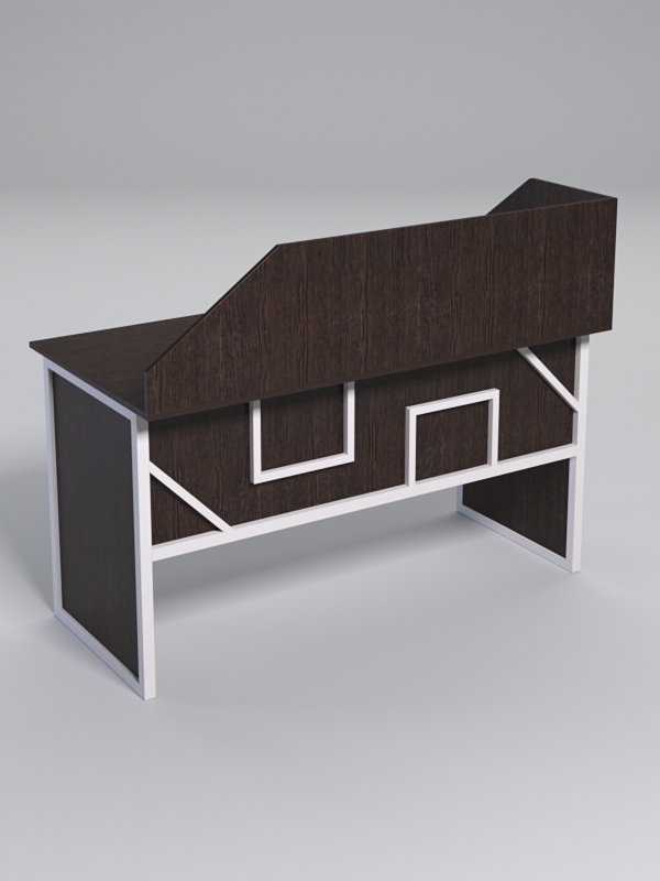 Стол рабочий офисный С-03 с экраном СТРОНГ в стиле ЛОФТ декор №4, Дуб Венге + металлический каркас Белый