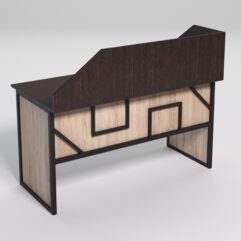 Стол рабочий офисный С-03 с экраном СТРОНГ в стиле ЛОФТ декор №4, Дуб Венге и Дуб Сонома