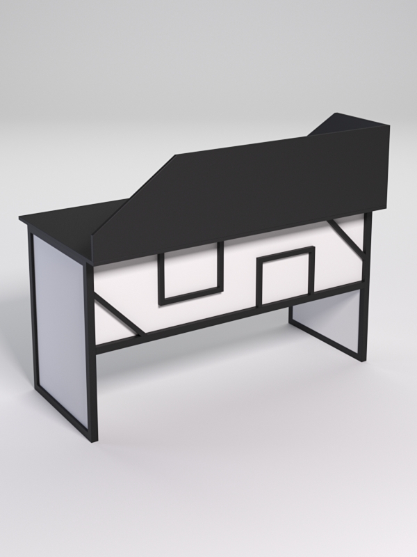 Стол рабочий офисный С-03 с экраном СТРОНГ в стиле ЛОФТ декор №4, Черный и Белый