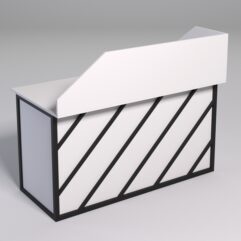 Стол рабочий офисный С-03А с экраном СТРОНГ в стиле ЛОФТ декор №2, Белый