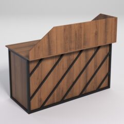 Стол рабочий офисный С-03А с экраном СТРОНГ в стиле ЛОФТ декор №2, Орех