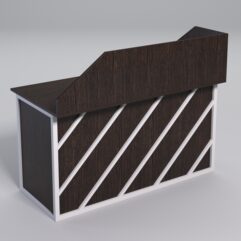 Стол рабочий офисный С-03А с экраном СТРОНГ в стиле ЛОФТ декор №2, Дуб Венге + металлический каркас Белый