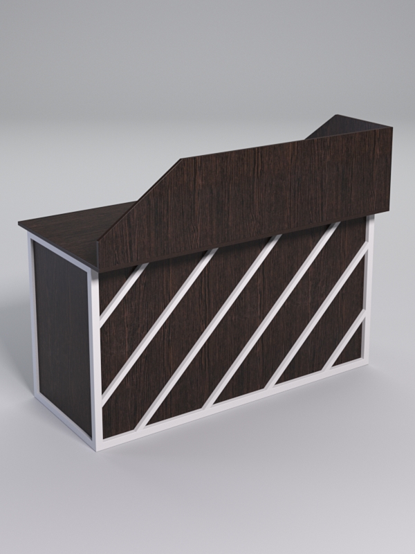 Стол рабочий офисный С-03А с экраном СТРОНГ в стиле ЛОФТ декор №2, Дуб Венге + металлический каркас Белый