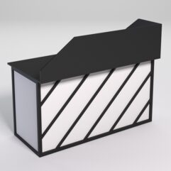 Стол рабочий офисный С-03А с экраном СТРОНГ в стиле ЛОФТ декор №2, Черный и Белый