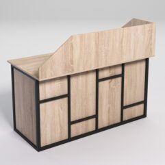 Стол рабочий офисный С-03А с экраном СТРОНГ в стиле ЛОФТ декор №3, Дуб Сонома