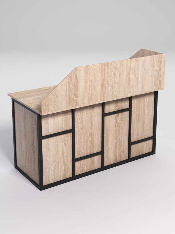 Стол рабочий офисный С-03А с экраном СТРОНГ в стиле ЛОФТ декор №3, Дуб Сонома