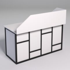 Стол рабочий офисный С-03А с экраном СТРОНГ в стиле ЛОФТ декор №3, Белый