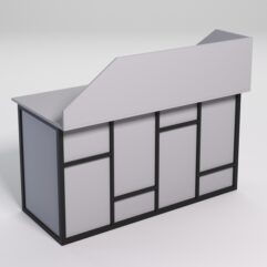 Стол рабочий офисный С-03А с экраном СТРОНГ в стиле ЛОФТ декор №3, Серый