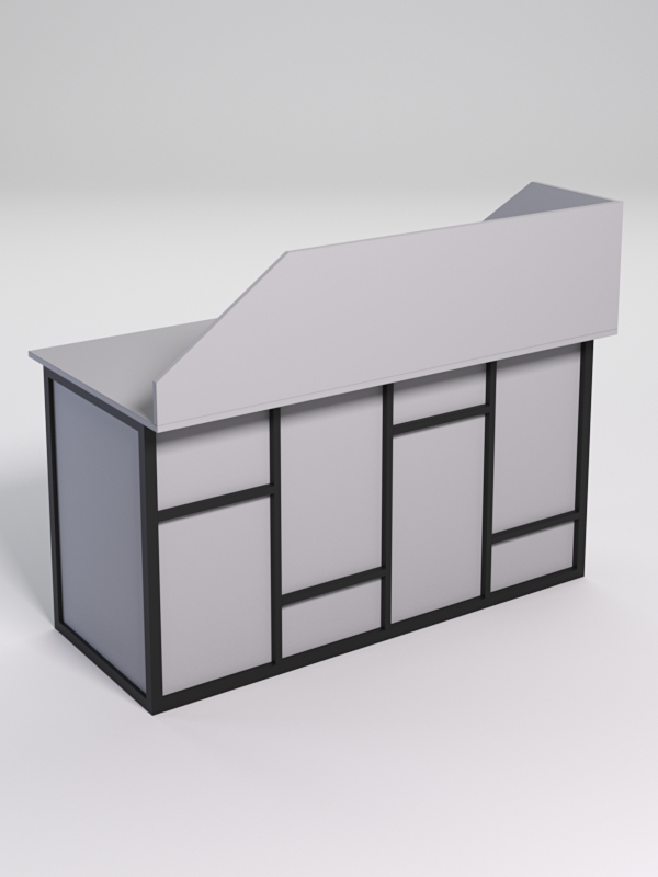 Стол рабочий офисный С-03А с экраном СТРОНГ в стиле ЛОФТ декор №3, Серый