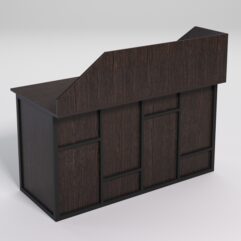 Стол рабочий офисный С-03А с экраном СТРОНГ в стиле ЛОФТ декор №3, Дуб Венге