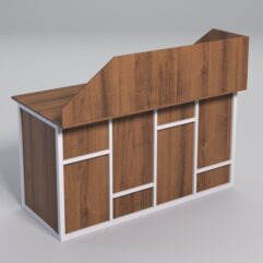 Стол рабочий офисный С-03А с экраном СТРОНГ в стиле ЛОФТ декор №3, Орех + металлический каркас Белый