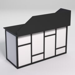 Стол рабочий офисный С-03А с экраном СТРОНГ в стиле ЛОФТ декор №3, Черный и Белый