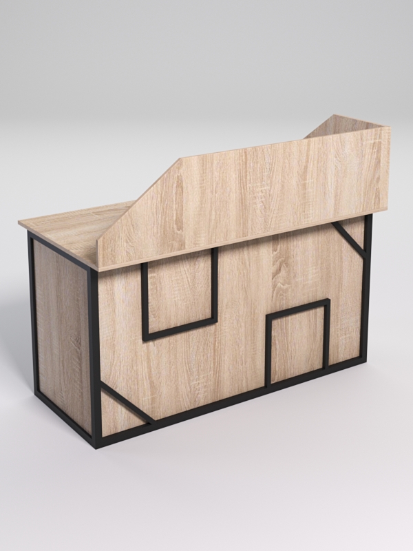 Стол рабочий офисный С-03А с экраном СТРОНГ в стиле ЛОФТ декор №4, Дуб Сонома