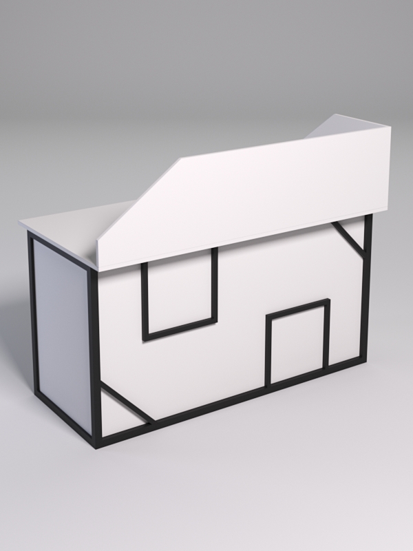 Стол рабочий офисный С-03А с экраном СТРОНГ в стиле ЛОФТ декор №4, Белый