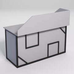 Стол рабочий офисный С-03А с экраном СТРОНГ в стиле ЛОФТ декор №4, Серый