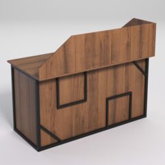 Стол рабочий офисный С-03А с экраном СТРОНГ в стиле ЛОФТ декор №4, Орех