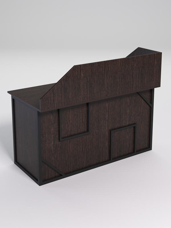 Стол рабочий офисный С-03А с экраном СТРОНГ в стиле ЛОФТ декор №4, Дуб Венге