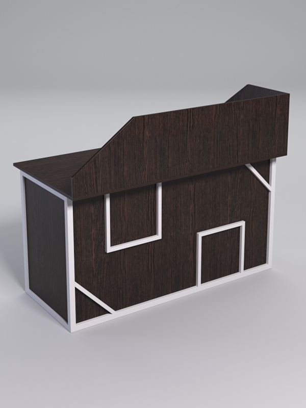 Стол рабочий офисный С-03А с экраном СТРОНГ в стиле ЛОФТ декор №4, Дуб Венге + металлический каркас Белый