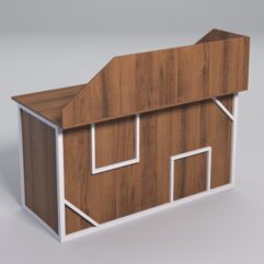 Стол рабочий офисный С-03А с экраном СТРОНГ в стиле ЛОФТ декор №4, Орех + металлический каркас Белый