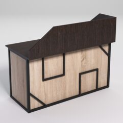 Стол рабочий офисный С-03А с экраном СТРОНГ в стиле ЛОФТ декор №4, Дуб Венге и Дуб Сонома