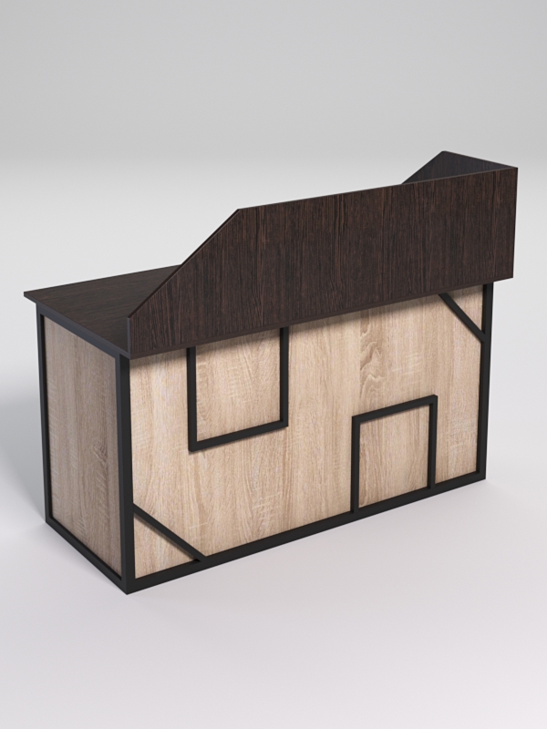 Стол рабочий офисный С-03А с экраном СТРОНГ в стиле ЛОФТ декор №4, Дуб Венге и Дуб Сонома