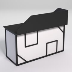 Стол рабочий офисный С-03А с экраном СТРОНГ в стиле ЛОФТ декор №4, Черный и Белый