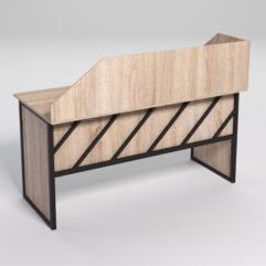 Стол рабочий офисный С-04 с экраном СТРОНГ в стиле ЛОФТ декор №2, Дуб Сонома