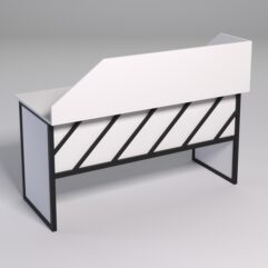 Стол рабочий офисный С-04 с экраном СТРОНГ в стиле ЛОФТ декор №2, Белый