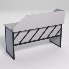 Стол рабочий офисный С-04 с экраном СТРОНГ в стиле ЛОФТ декор №2, Серый